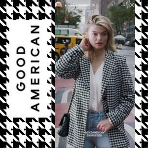 Good American Houndstooth Blazer Jacket Wool-Blend (Size 3)